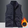 Double Sided Thick Vest with Fleece Pockets and Outdoor Men's Plus Size Vest In Spring and Autumn, Sleeveless Camisole Jacket