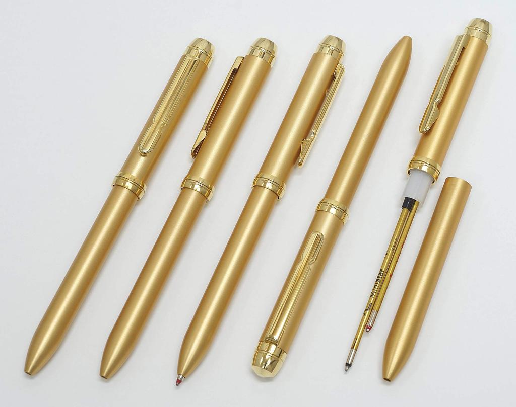 Made in Japan Metal Turbo 2-Color Twist Ballpoint Pen, Custom Gold, Premium Boxed, Gold, K7-2CK-1-K