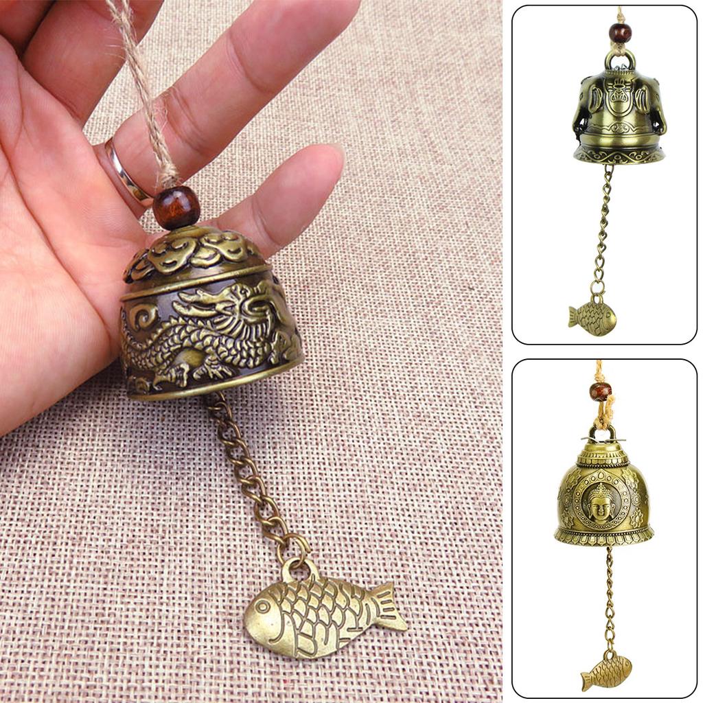 Feng Shui Wind Bell Retro Buddha Dragon Elephant Wind Chime Vintage Windchime Home Hanging Ornament Blessing for Luck Wind Chime