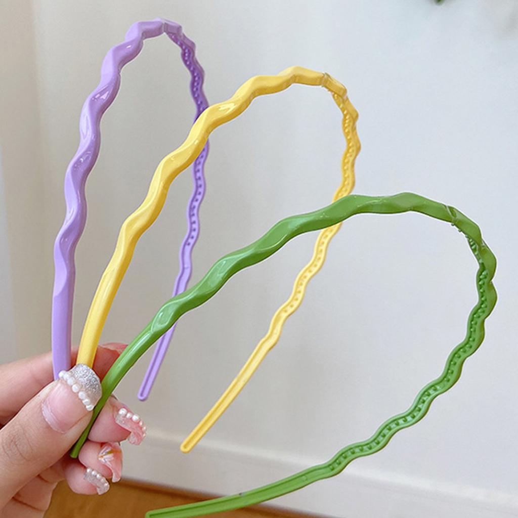 Thin Headband Non Slip Candygirl HeadBands for Girl Wavy HeadBand for Kid Candy Color Headband Plastic Hair Hoop