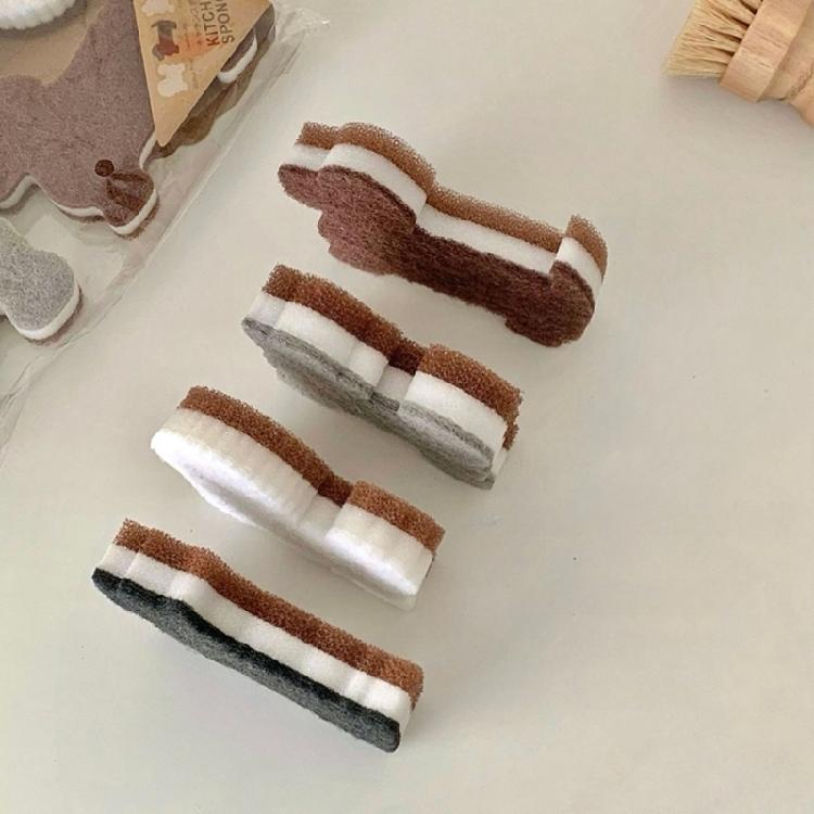 4 шт./лот Прочные кухонные губки Помощники для мытья посуды С милыми рисунками собак Для ежедневного использования