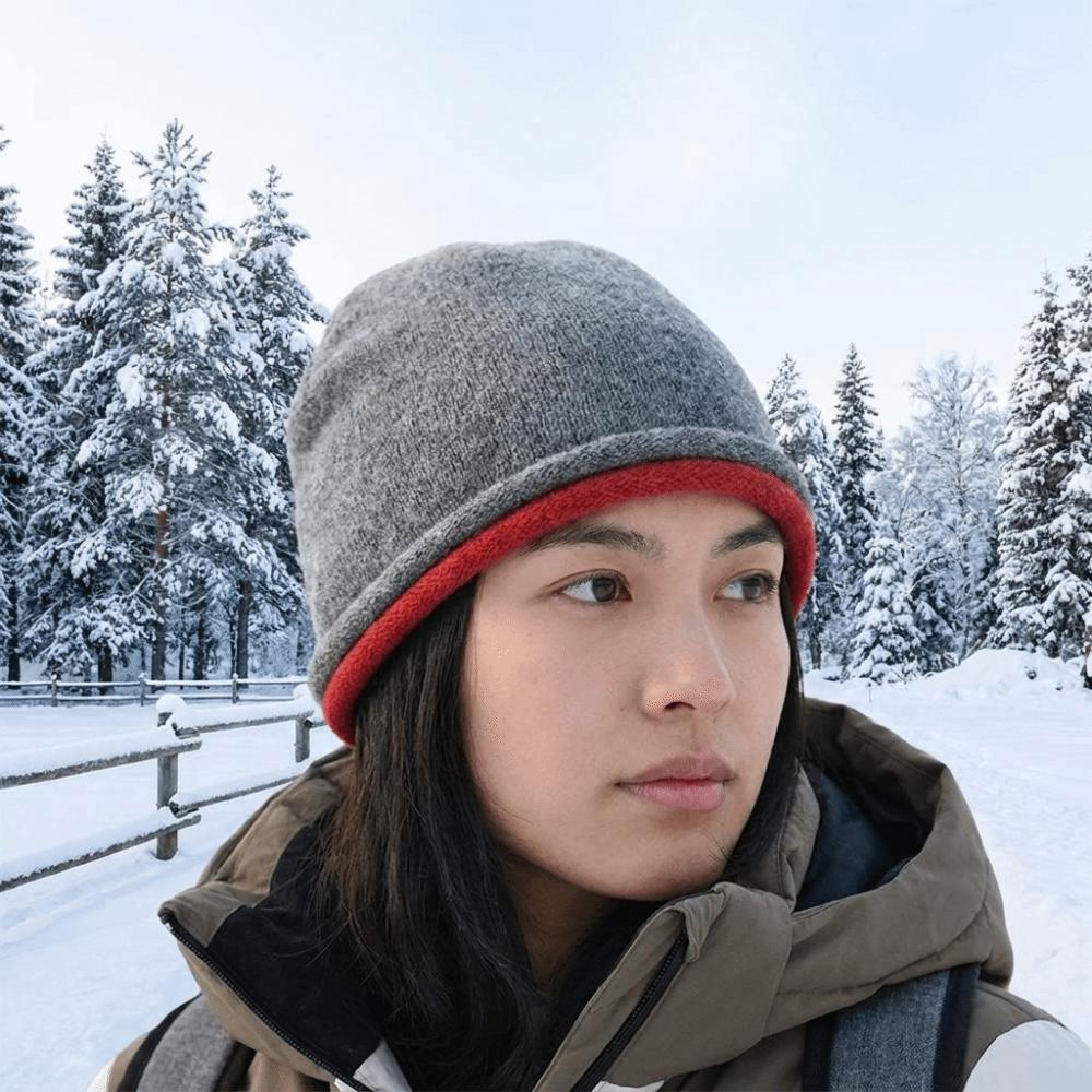 Double-sided Knitted Stacked Hat Streetwear Brimless Beanie Cap Pullover Cap  Women Girls