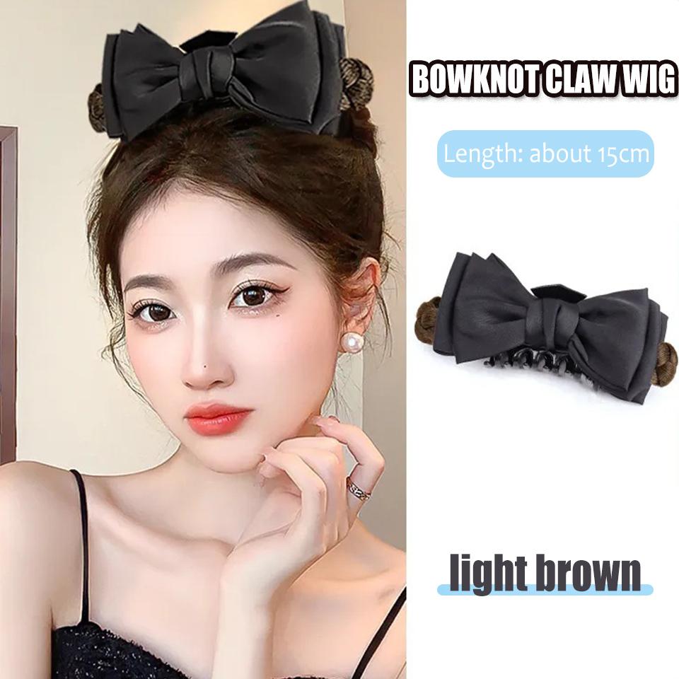 Парик с бантом и коготками, синтетический, женский, элегантный, с бантом, принцесса, ветровой, с пучком, интегрированный, стильный, принцесса, парик, с пучком