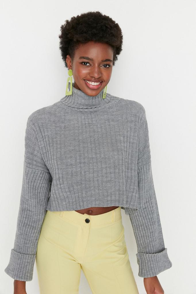 Women's Elegance Style Sweater Stone Crop Basic Knitwear Sweater