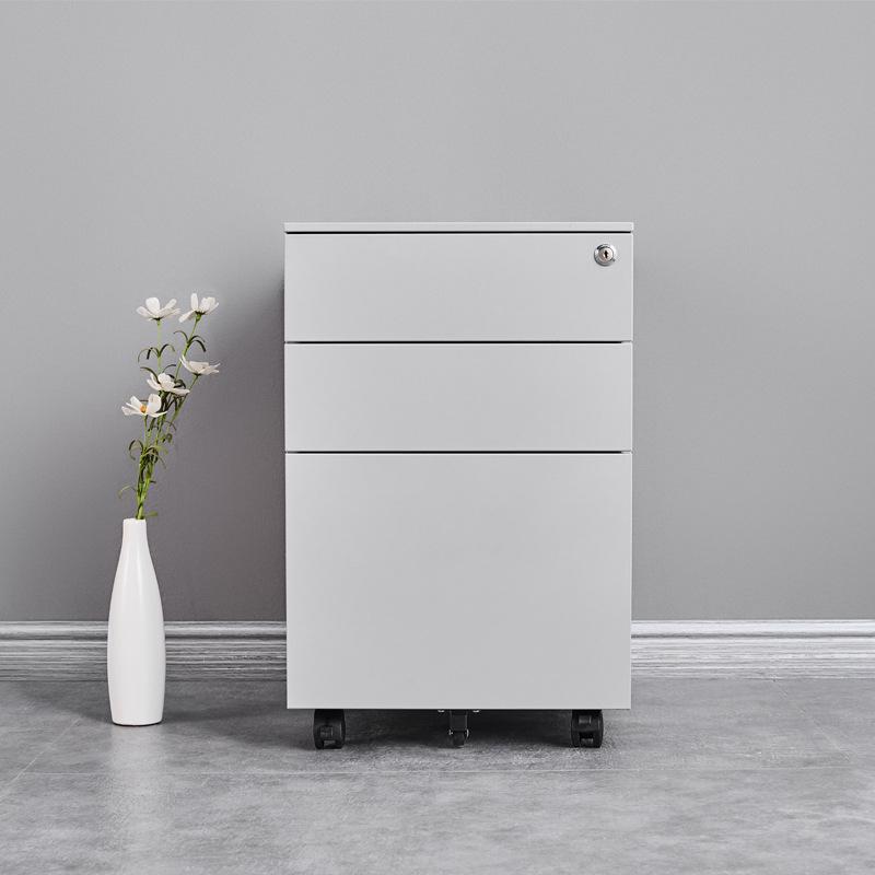 Mobile Three-Drawer Metal File Cabinet with Lock for Under-Desk Office and Printer Storage