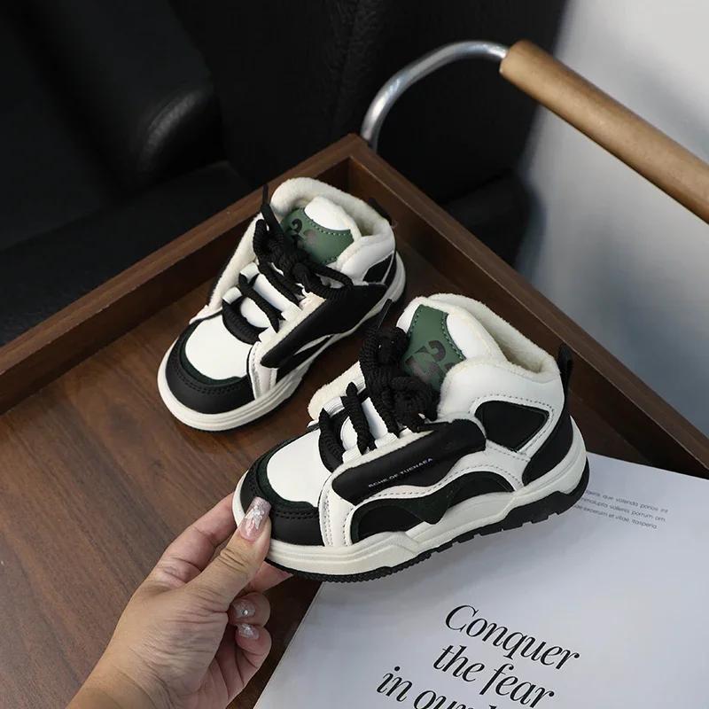 Детские кроссовки для девочек, зимние теплые повседневные хлопковые туфли для мальчиков, универсальные детские школьные кроссовки с нескользящей подошвой, новые