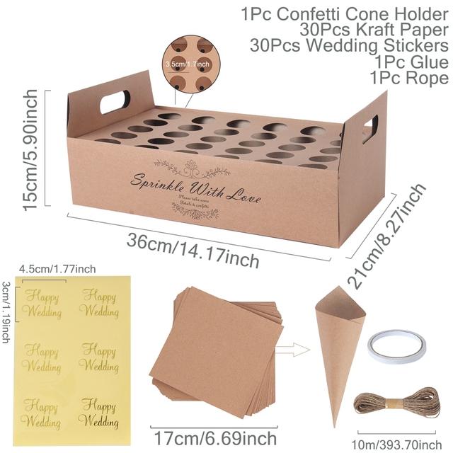 Свадебный поднос из крафт-бумаги, конус конфетти, подставка, подставка для свадебного украшения, цветочные конусы конфетти, держатель для свадебной бумаги в деревенском стиле