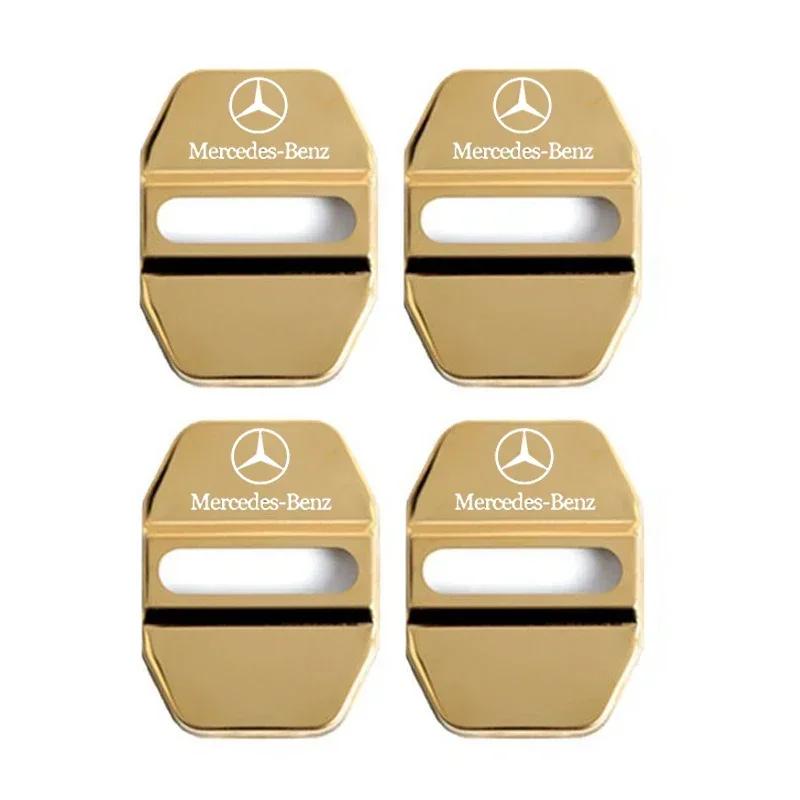 DCGO2 4PCS Stainless steel Car Emblem Door Lock Covers for Mercedes Benz CLA CLS GLE GLC GLS GLK W212 W205 W213 W203 W204 W211 E200