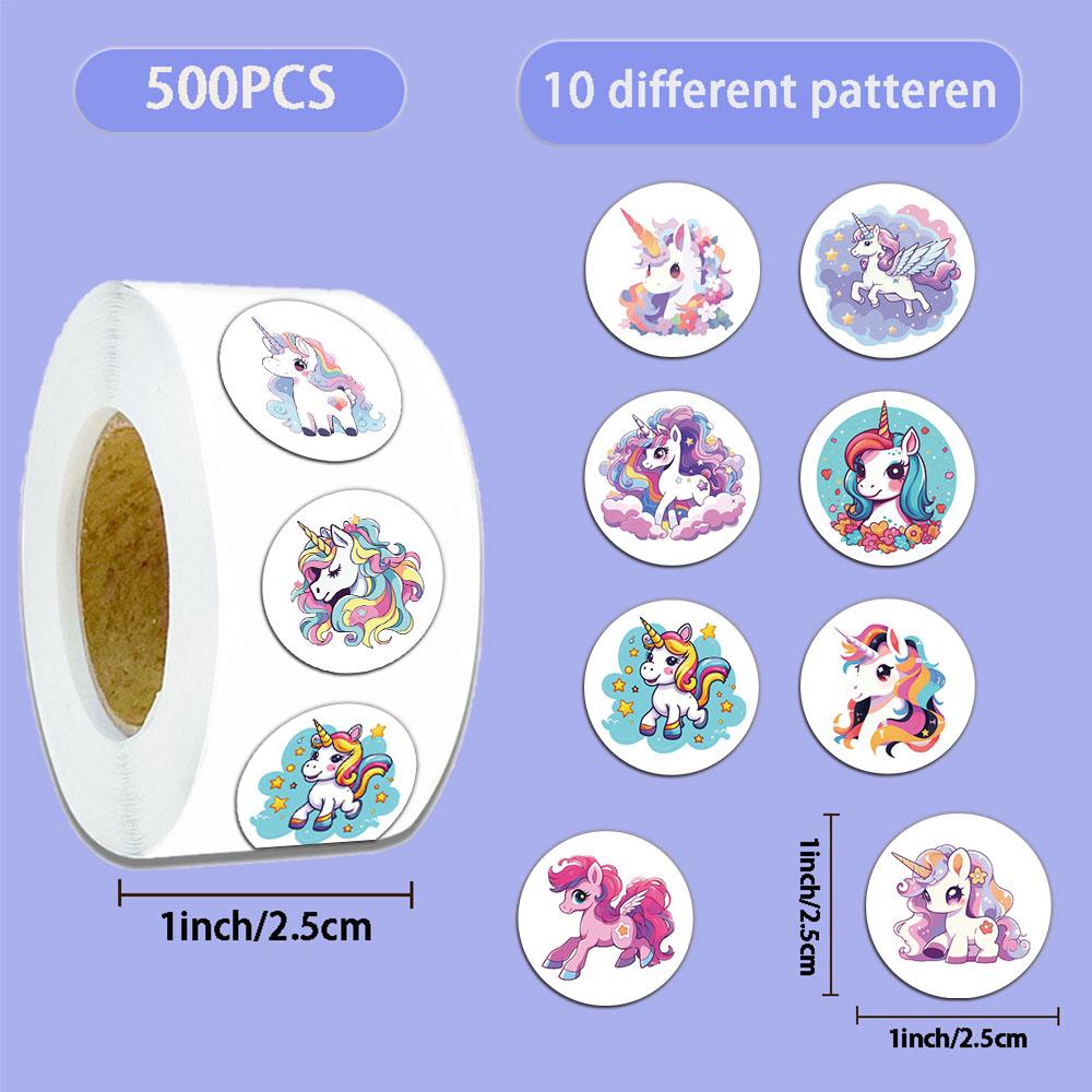 500 шт. Милые наклейки в рулоне с единорогами, лидер продаж, наклейки для планшетов, для DIY, бутик, наклейки для запечатывания конвертов