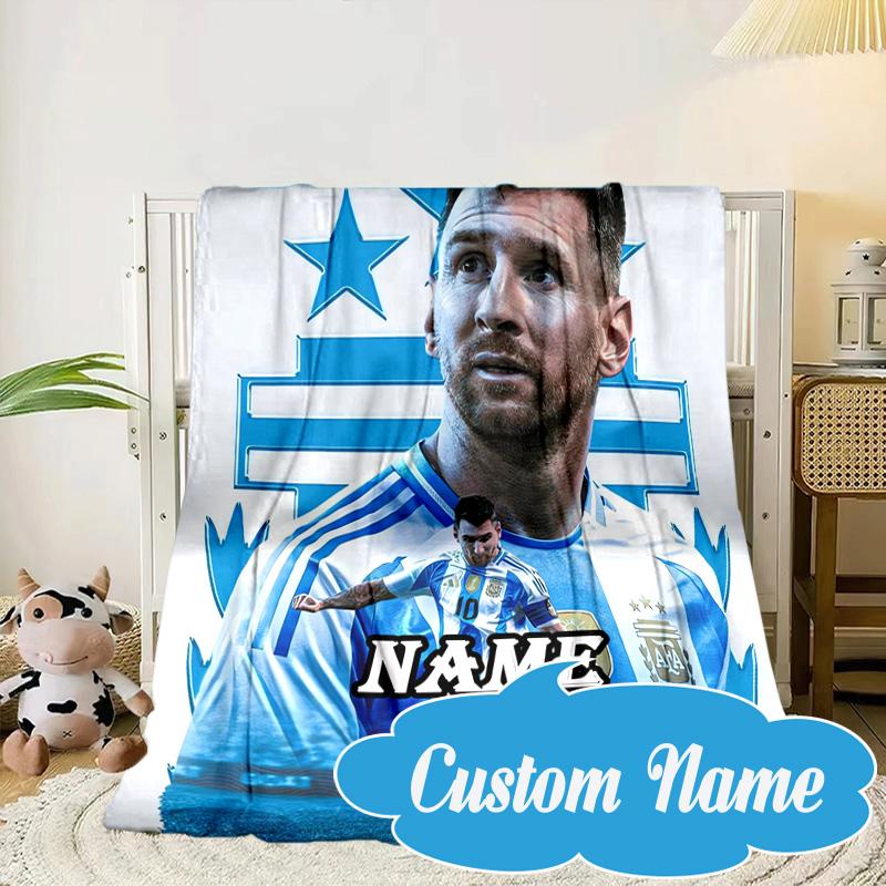 Custom Name Argentina's Messi Celebration Blanket bed sofa Blanket Flannel Blanket for Camping, Hiking, Picnic Essentials,gift for Fan family