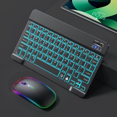 Беспроводная Bluetooth клавиатура мышь комплект RGB подсветка для телефона планшета ПК 10 дюймов многоцветный