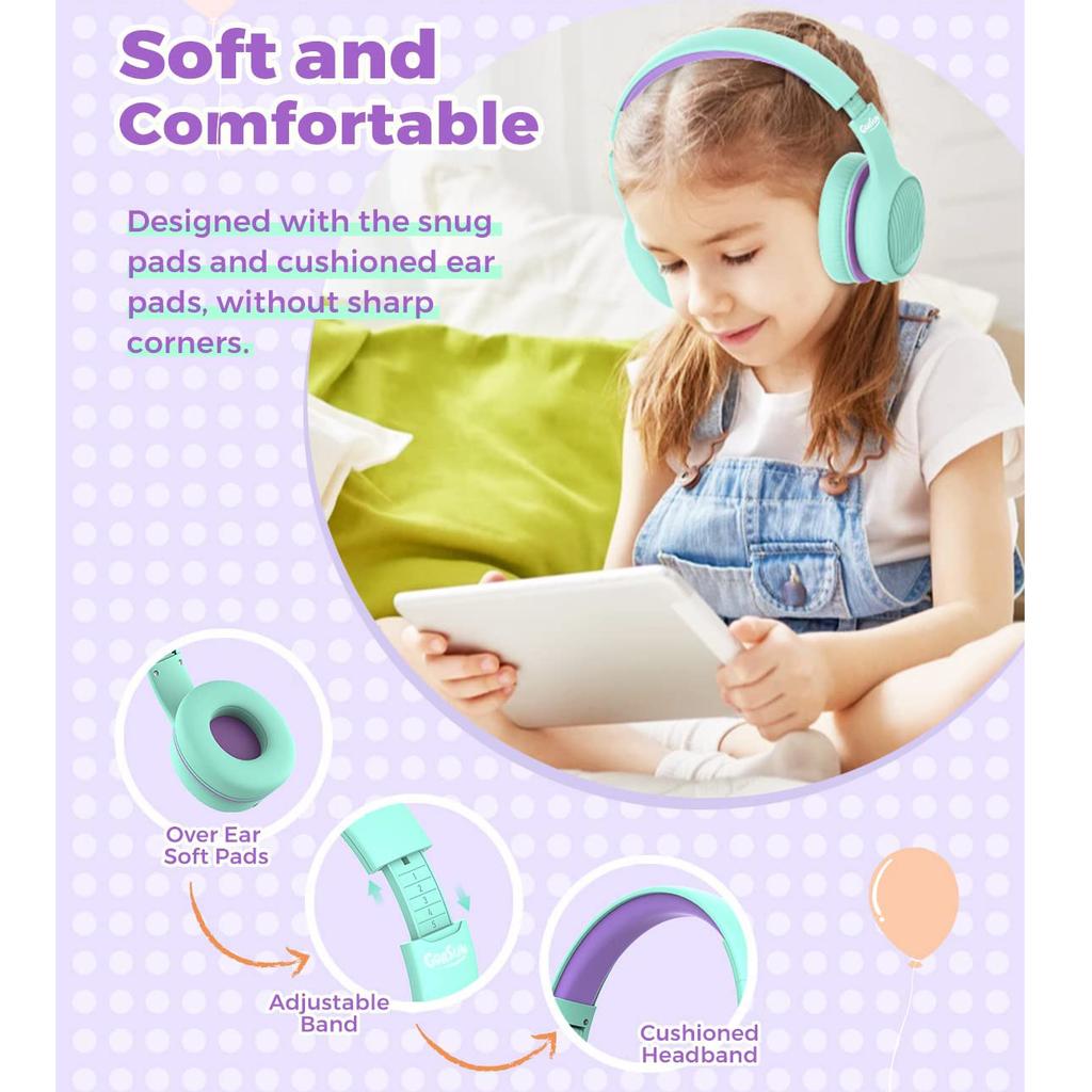 Premium Kids Headphones with 85/94dB Volume Limited, Wireless Headphones, Bluetooth Headphones Over Ear with Built-in Microphone,Wired/Wireless