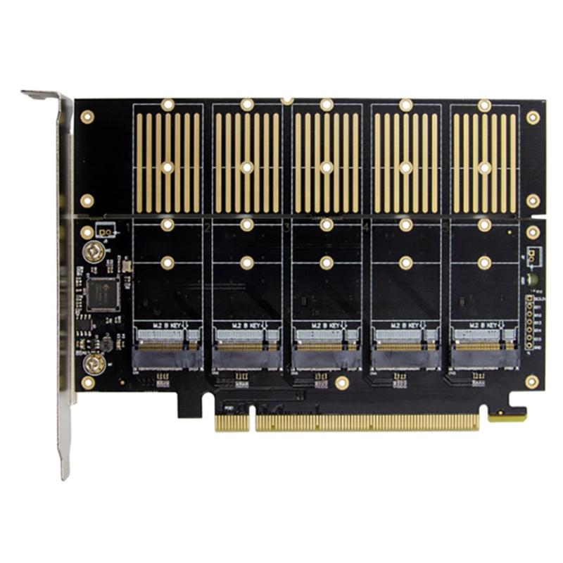PCI-E 16 для M.2 B для Key 5-портовая NGFF+Sata 3.0 карта Pansion JMB585 для чипа PCI для прессы Gen 3x2 пропускная способность
