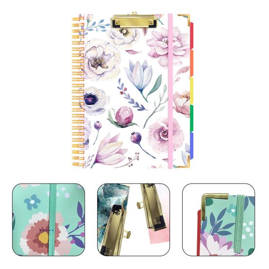 Папка-планшет с блокнотом с возможностью замены, формат Letter, 5 разделителей, боковые карманы, переплет на двойной спирали, эластичная лента, цветной индекс-спираль