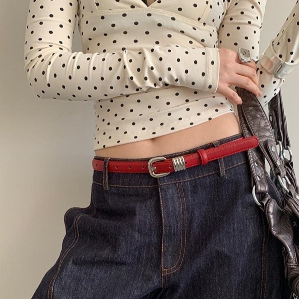 PU Leather Waist Belt Thin Dress Jeans Belt Casual Women's Belt Streetwear
