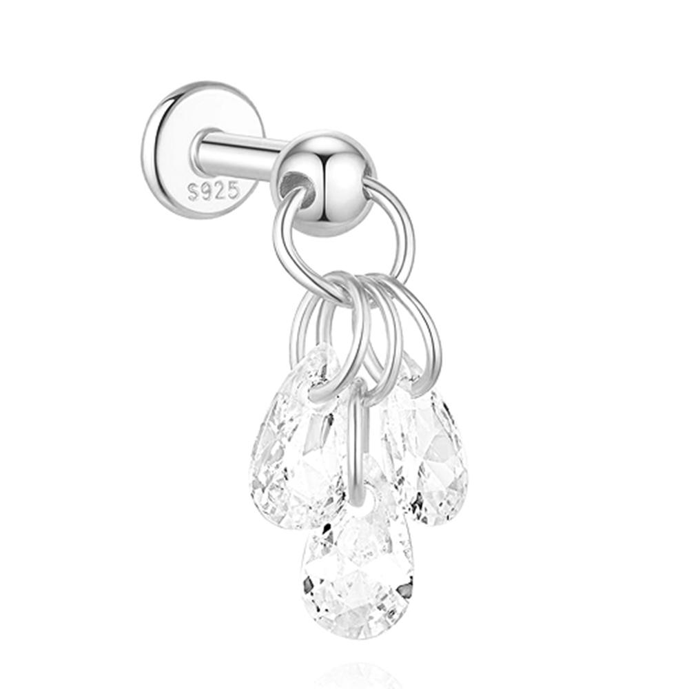 925 Silver Full Ear Dainty Piercing Ear Lobe Stud Earring for Women Helix Flat Earring Ear Bone Studs Fine Jewelry