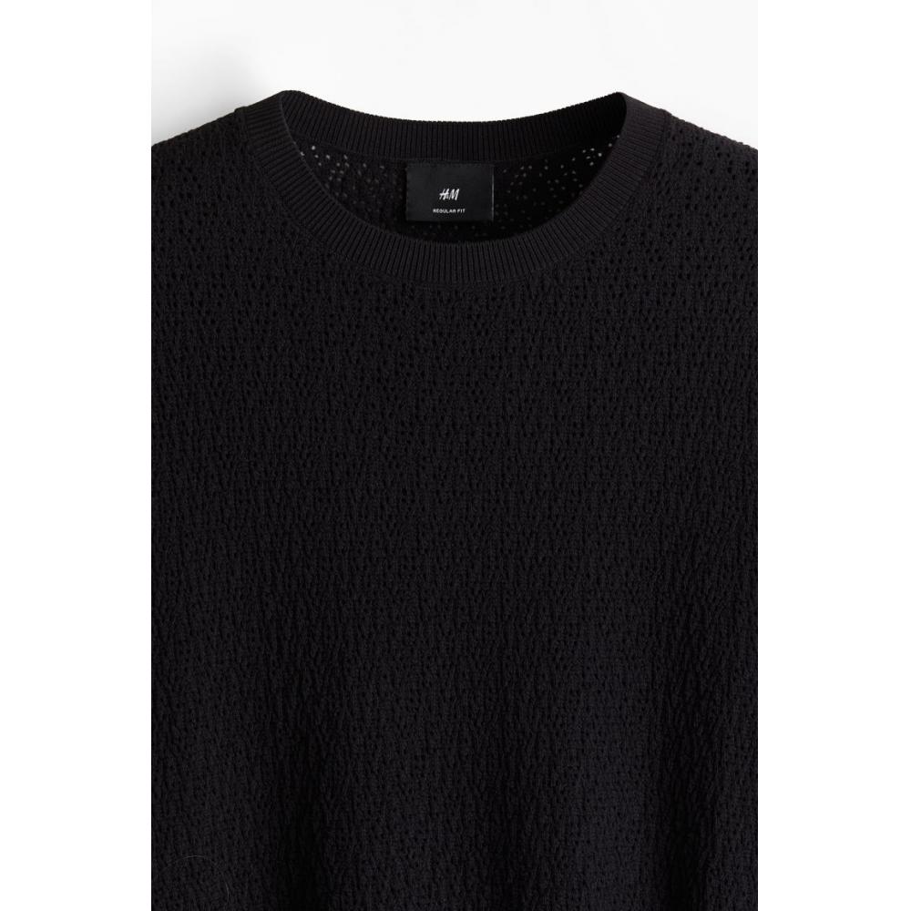 Футболка HM Regular Fit Textured Knit, черная