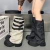Платформа Женские Высокие Сапоги Плоские Туфли До Колена Дизайнерская Обувь Женские Тенденции 2024 Модные Зимние Сапоги Новые Готические Челси Женские Сапатос