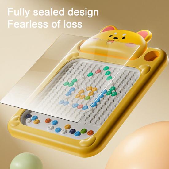 Магнитная доска для рисования с медвежьим дизайном, интерактивная игра с ручкой-бусиной, доска для набросков с узорами, портативная для путешествий