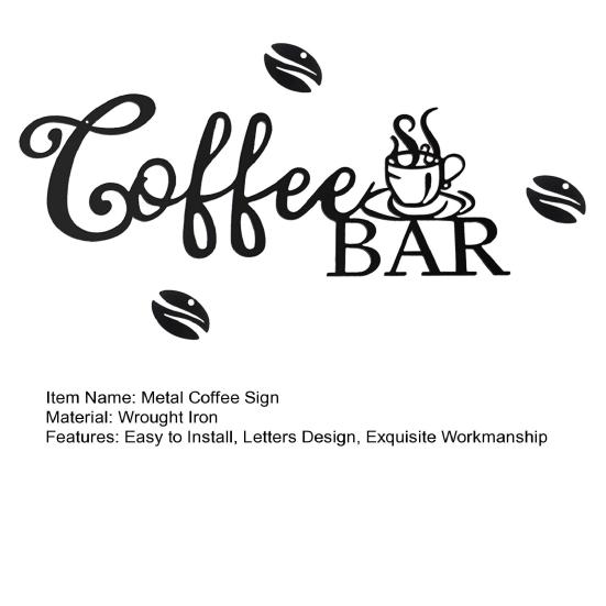 Metal Coffee Bar Sign Rustic Wrought Iron Coffee Bar Hanging Wall Decor Easy To Install Exquisite Workmanship Coffee Wall Art