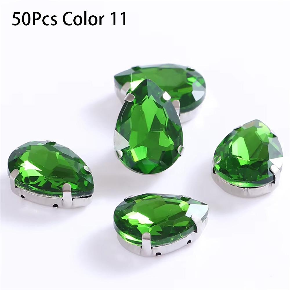 50Pcs/Pack Teardrop Shape Glitter Sewing Rhinestones Diamond Beads Ornament For Needlework