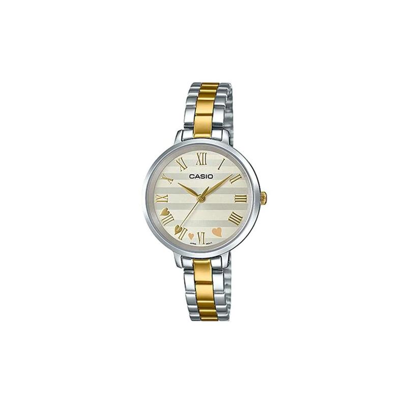Casio Водонепроницаемость 30 метров, кварцевый механизм, ремешок из нержавеющей стали, японские и корейские часы, женские часы, циферблат золотого цвета LTP-E160SG-9A