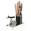 Miniature Metal Airplane Clock Pen Holder Stylish Desk Organizer Holder