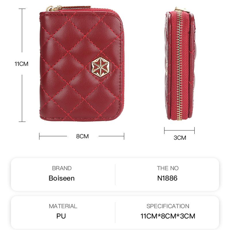 Women's Embroidered Plaid Zipper Coin Purse Cute Multi-card Slots Card Holder Small Wallet Pu Leather Short Purse