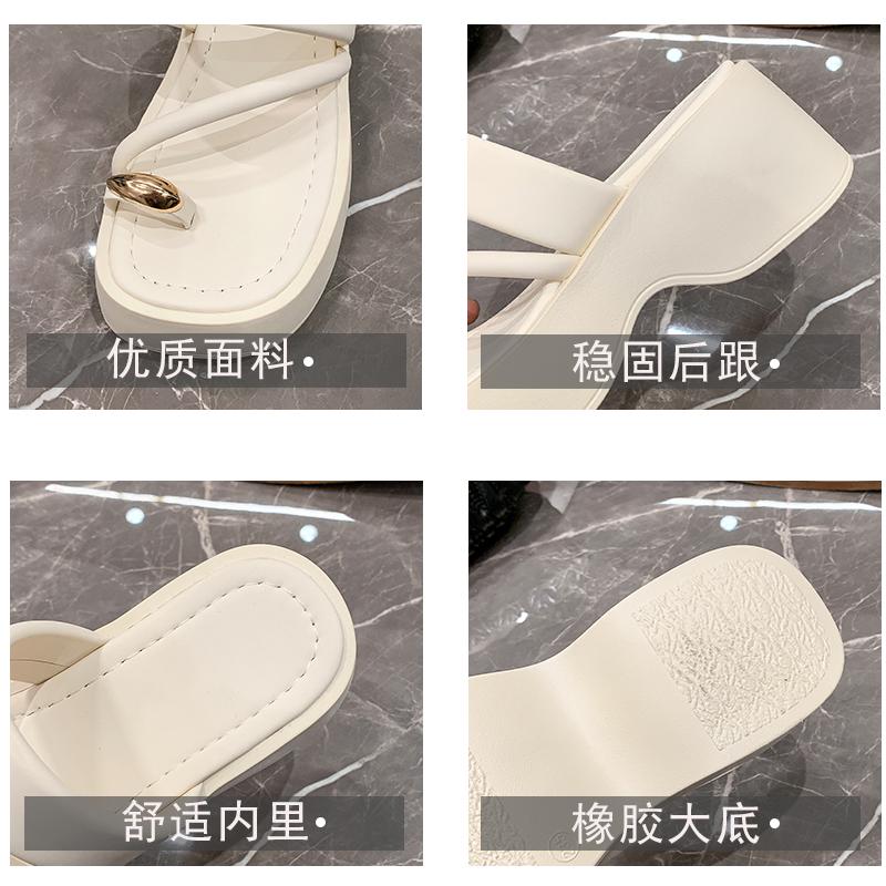 Set Toe Модные женские тапочки Летние новые большие носки с блестками Простая текстура Толстая подошва Женские сандалии Тапочки Sandalias De Mujer