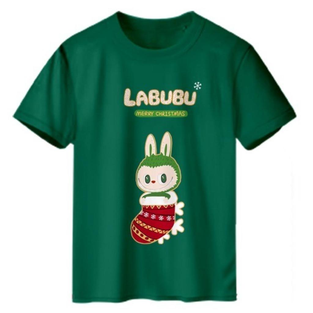 Стильная и удобная унисекс футболка с круглым вырезом и коротким рукавом Labubu на канун Рождества