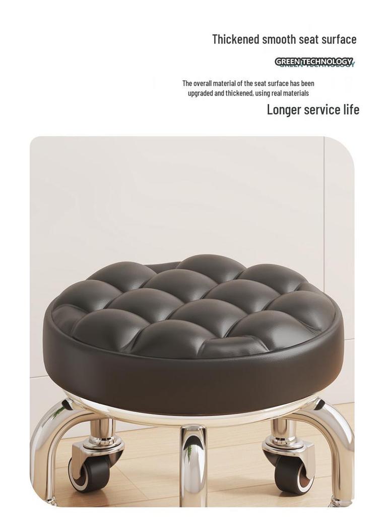 Бесшумный бытовой низкий табурет на колесах - Многоцелевой для переобувания, передвижения ребенка и уборки пола