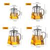 Heat Resistant Glass Teapot with Stainless Steel Coffee Infuser Heated Container Tea Pot Good Clear Kettle Square Filter Baskets