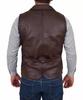 Lambskin Men's Vest Coat Handmade Leather Button Brown Western Button Soft