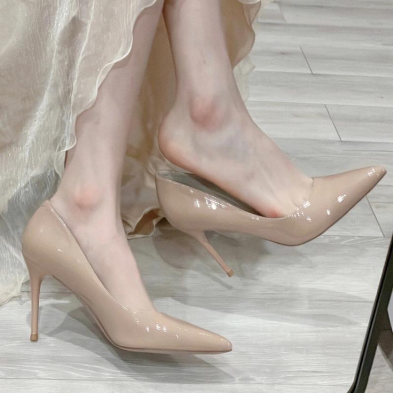 [Первый заказ, прямая поставка] Чистое желание маленькие ароматные туфли телесного цвета на высоком каблуке женские тонкие каблуки универсальные темпераментные рабочие туфли французские одинарные туфли