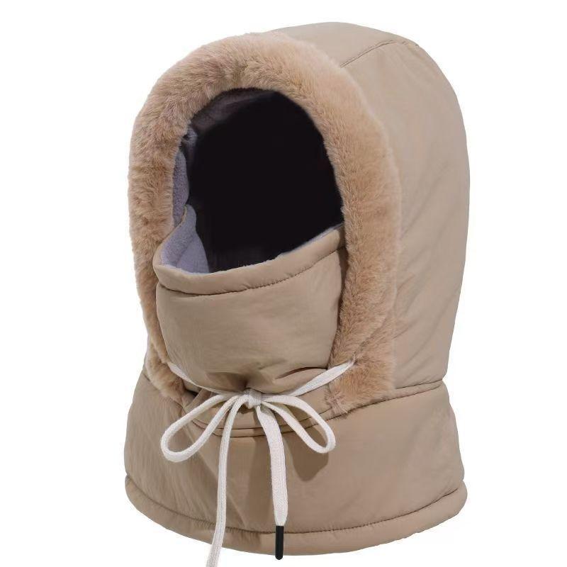 Шапка с капюшоном Winter Plus Velvet и утепленным капюшоном с защитой от холода и теплым воротником. Зимняя шапка. Вязаная шапка для велоспорта.