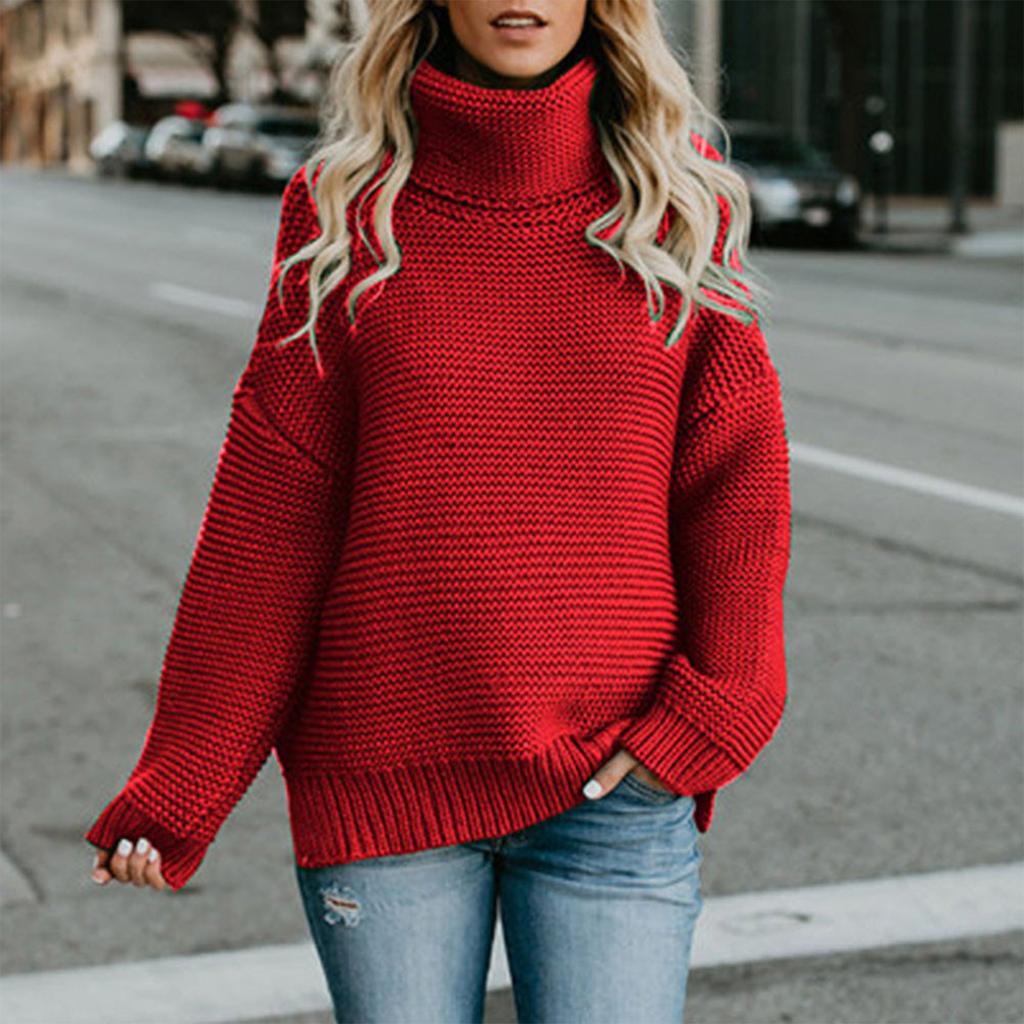Women's Casual Long Sleeve Chunky Turtleneck Knit Sweater Winter  Long Sleeve Sweater Sweater Sweater