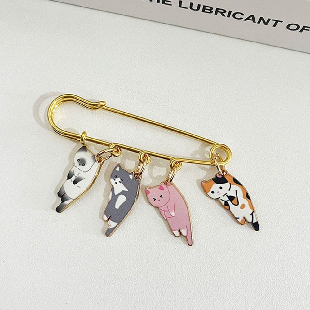 Lapel Pin Kawaii Enamel Cat Brooch Electroplate  Creative   Women