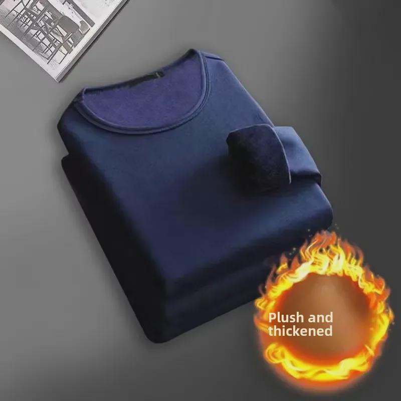 Мужская зимняя термобельё 2024 года из утеплённого бархата — большой размер, можно носить как верхнюю одежду