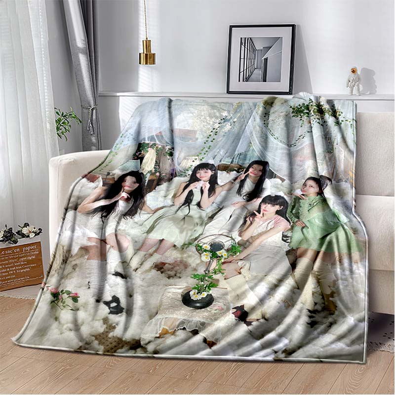 3D Printed Flannel Blanket I-ILLIT Combo K-POP Home Sofa Bed Blanket | Birthday Gift, Customizable
