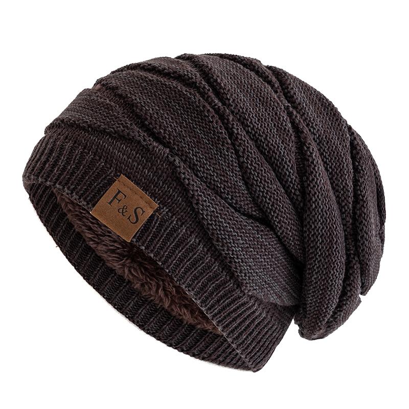 Unisex Mixed Color Design Knitted Hat Fashion Outdoor Keep Warm Winter Hat Casual Add Fur Lined Beanie Cap