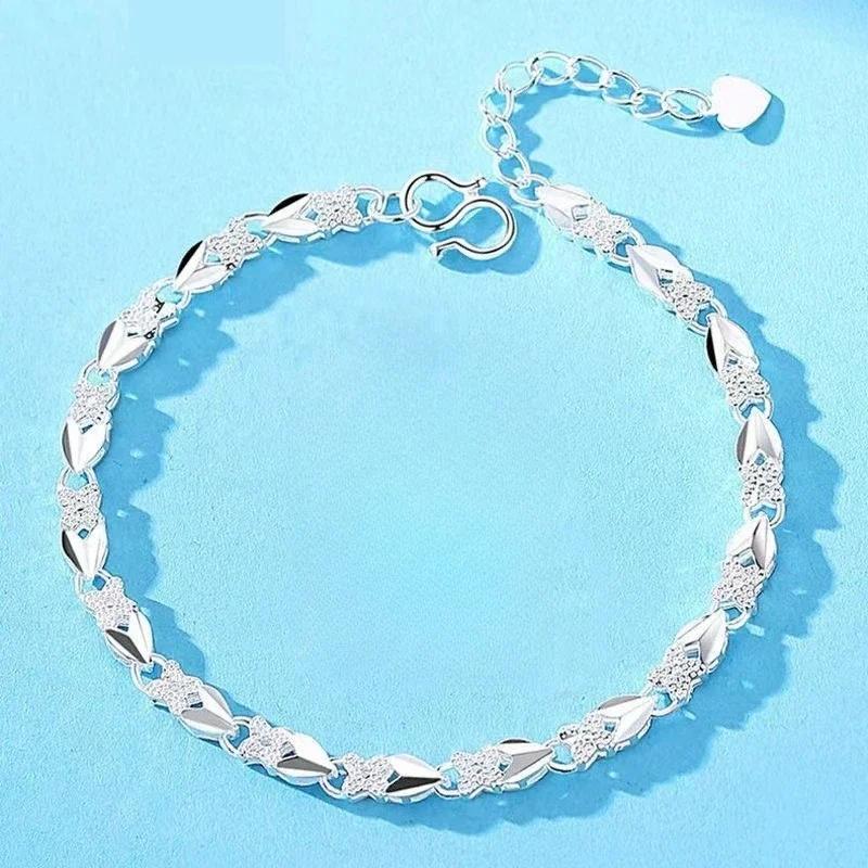 925 Silver Heart Bracelet for Women Elegant Adjustable Romantic Jewelry Gift Set for Party Wedding Anniversary