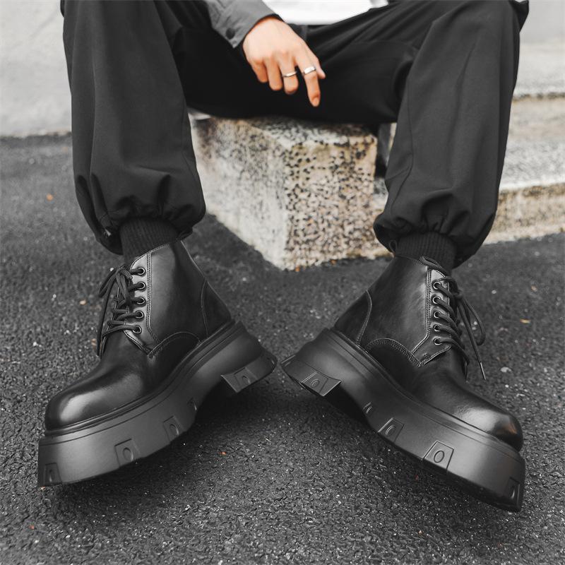 Японские ретро ботинки Мартин с большой головой для мальчиков, трендовые, в британском стиле, на толстой подошве, рабочие короткие ботинки 16891-J