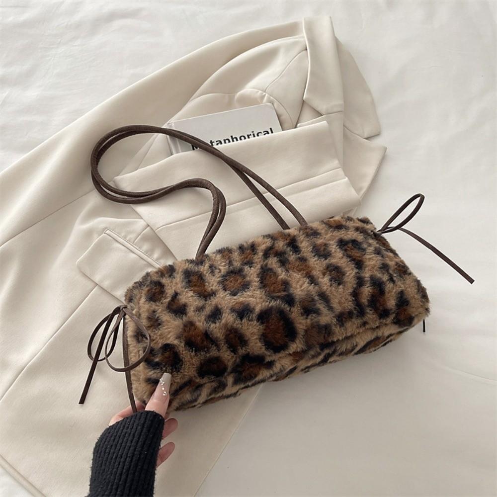 New Leopard Print Pillow Bag Lightweight Long Shoulder Strap Handbag Large Capacity Shoulder Bag Women