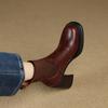 Fashion Genuine Leather Retro Round Toe Elastic BandThick-Soled High Heel 2025 New Black Short Boots Woman Chelsea Shoes Ankle Boots