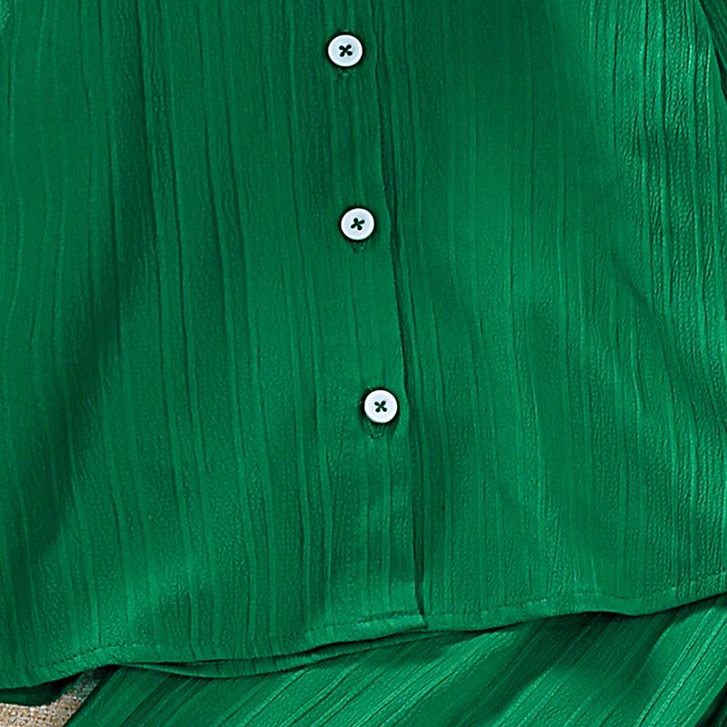 Одежда для больших детей, весенние и осенние рубашки с длинными рукавами с лацканами, топы и брюки, повседневные костюмы для девочек, однотонный комплект из 2 предметов