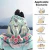 1pc Swan Printing Lightweight Flannel Blanket, Comfortable and Warm Blanket, for Camping Sofa Bed and Couch Office, Suitable for Gift Blanket
