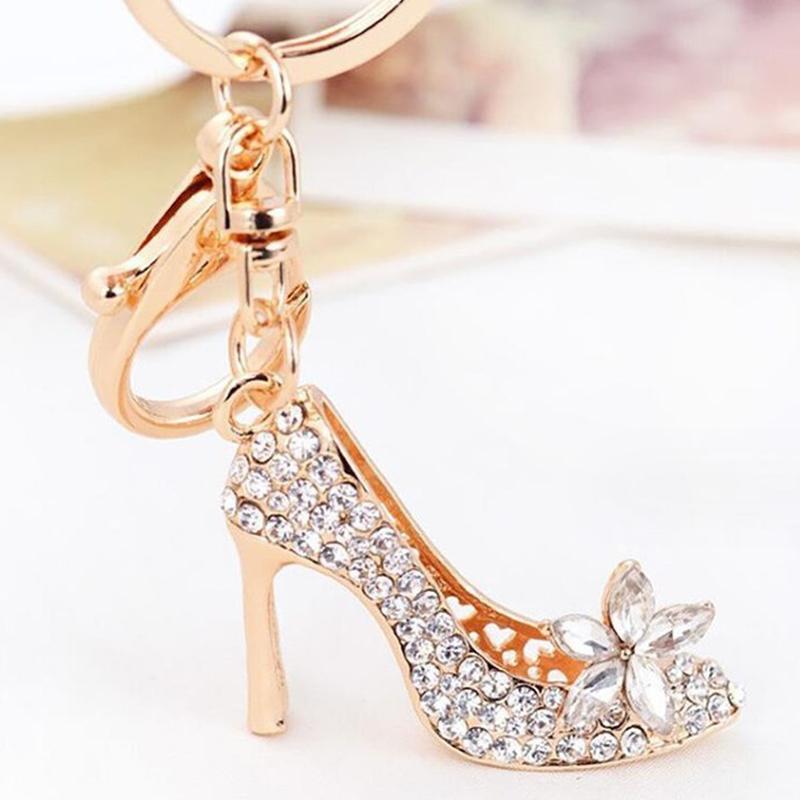 High Heel Shoe Keychain Purse Car Shiny Key Chain Bag Decorative Alloy Keyring