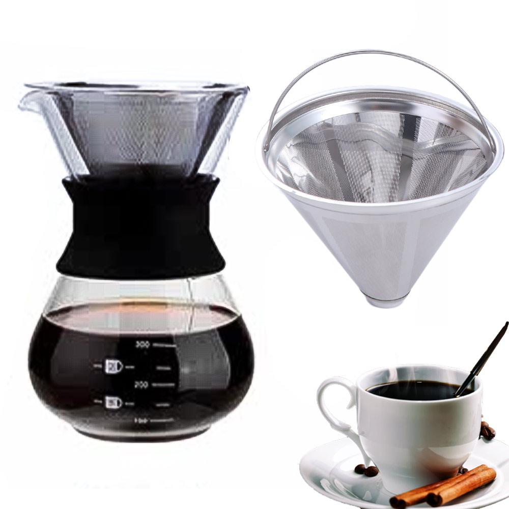 304 Stainless Steel Drip Coffee Machine Filter with Foldable Handle Tea Strainer Cafe
