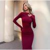 Модное женское высококачественное платье с длинным рукавом и круглым вырезом, облегающего кроя, для весенне-осеннего сезона 2026, женские уличные вечерние длинные платья