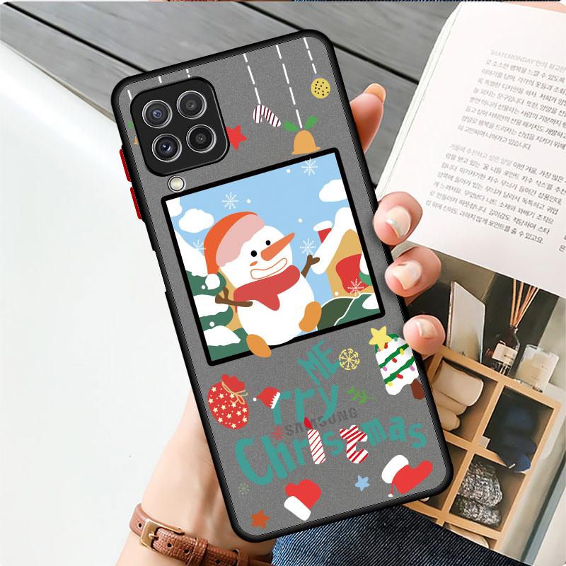 Рождественские подарки на Новый год лось снег матовый чехол для Samsung Galaxy A52 A12 A51 A32 A21s A71 A32 5G A12 A22 A53 A70 A50 телефон чехол